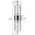 Modern Black Metal Wall Sconce with Crystal Clear Glass Rods for Bathroom Set of 2